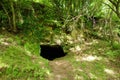 Old caves dug into the tuff rock and used for human habitation in ancient times. Citta del Tufo. Sorano, Sovana, Tuscany, Italy