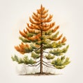 High-detail Watercolor Lider Balsa Tree Illustration In Light Orange And Dark Amber
