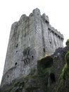 Old celtic castle tower isolated over white background, Blarney castle in Ireland, celtic fortress