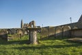 Old cemetary church graveyard with headstones Royalty Free Stock Photo