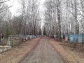 Old cemetery in the city of Sterlitamak. road in the old cemetery