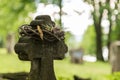 Cemetery cross with wreath