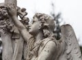 Old cemetery marble sculpture of the angel