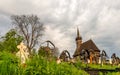 Old cemetery and old wood church in Maramures country side of Roumania ,UNESCO heritage Royalty Free Stock Photo