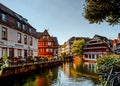 Old center of Strasbourg. Typical alsacien houses on the river.