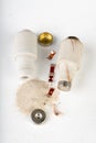 Old ceramic electric fuse. Blown and badly repaired security for energy Royalty Free Stock Photo