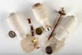 Old ceramic electric fuse. Blown and badly repaired security for energy Royalty Free Stock Photo