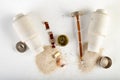 Old ceramic electric fuse. Blown and badly repaired security for energy Royalty Free Stock Photo