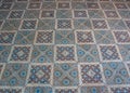 Old ceramic tile floor,Shooting angle in obliquely. Royalty Free Stock Photo