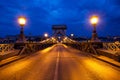 Chain Bridge, Budapest. Night city view Royalty Free Stock Photo