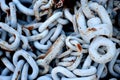 Old chains with rusty at the harbour. Royalty Free Stock Photo