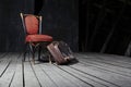 Old chair and suitcase Royalty Free Stock Photo