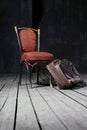 Old chair and suitcase Royalty Free Stock Photo