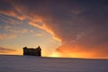 Old chapel Interestingly during sunset in winter