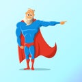 Old charismatic hipster Superhero. Superhero in action. Vector illustration.