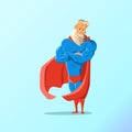 Old charismatic hipster Superhero. Superhero in action. Vector illustration.