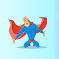 Old charismatic hipster Superhero. Superhero in action. Vector illustration.