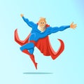 Old charismatic hipster Superhero. Superhero in action. Vector illustration.