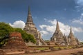 Old Chedi at the ruins Wat Phra Si Sanphet Temple, Thailand, Ayutthaya Royalty Free Stock Photo