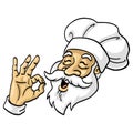 Old Chef OK Okay Sign Chef Hat Mascot Character Design Smiling Vector