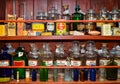 Old Chemist display of medicine bottles Royalty Free Stock Photo