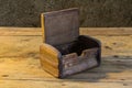 Old chest on wooden table still life Royalty Free Stock Photo