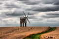 The old Chesterton Windmill under a moody cloudy sky