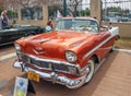 Old Chevrolet Bel Air 1956 cabriolet at an exhibition of old cars in the Kiryat Motskin