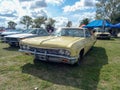 old 1966 Chevrolet Chevy Impala sedan by GM in a park. Nature, grass, trees. Classic car show Royalty Free Stock Photo