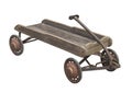 Old child's wooden wagon isolated.
