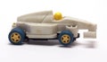 Old children`s racing car on a white background Royalty Free Stock Photo