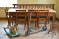 Old children`s room with toys.