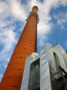 Old chimney and the new precipitator Royalty Free Stock Photo