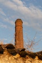 Old chimney with stork`s nest in southern Andalusia Royalty Free Stock Photo