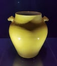 Old China Ming Dynasty Hongzhi Ceramic Antique Porcelain Yellow Glazed Vase Cow Head Design Craftsmanship Ox Vaso Porcelana Azul