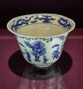 Old China Ming Dynasty Jiajing Ceramic Antique Porcelain Blue-and-white Cup Figures Dragon Porcelana Floral Delft Azul Copo