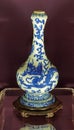 Old China Ming Dynasty Jiajing Ceramic Antique Porcelain Blue-and-white Vase Dragon Clouds Porcelana Floral Delft Azul Vaso Royalty Free Stock Photo