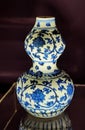 Old China Ming Dynasty Jiajing Ceramic Antique Porcelain Blue-and-white Vase Flower Floral Gourd-shaped Porcelana Lotus Delft Vaso