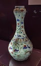 Old China Ming Dynasty Wanli Ceramic Antique Porcelain Polychrome Garlic-bulb Vase Flower Bird Colorful Porcelana Delft Azul Vaso