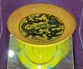 Old China Ming Dynasty Wanli Ceramic Antique Porcelain Yellow Dish Dragon Plate Clouds Porcelana Delft Azul Prato