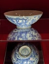 Old China Ming Dynasty Xuande Ceramic Antique Porcelain Blue-and-white Bowl Court Ladies Garden Pattern Floral Design Azul Crafts