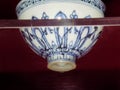 Old China Ming Dynasty Yongle Ceramic Antique Porcelain Blue-and-white Chicken Heart Bowl Arabic Floral Design Craftsmanship