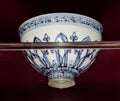 Old China Ming Dynasty Yongle Ceramic Antique Porcelain Blue-and-white Chicken Heart Bowl Chrysanthemum Petal Design Craftsmanship