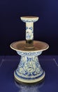 Old China Ming Dynasty Zhengde Ceramic Antique Porcelain Blue-and-white Candle Holder Arabic Design Craftsmanship Porcelana Azul