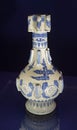 Old China Ming Dynasty Zhengde Ceramic Antique Porcelain Blue-and-white Chuji Zun Vase Arabic Design Craftsmanship Vaso Porcelana Royalty Free Stock Photo