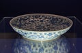Old China Ming Dynasty Zhengde Ceramic Antique Porcelain Blue-and-white Dish Dragon Design Flower Craft Preto Porcelana Delft Azul