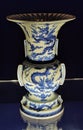 Old China Ming Dynasty Zhengtong Tianshun Ceramic Antique Porcelain Blue-and-white Zun Vase Dragon Clouds Design Crafts Azul Vase