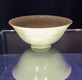 Old China Ming Dynasty Zhengtong Tianshun Ceramic Antique Porcelain Bowl Longquan Celadon Glaze Lotus Carvings Azul Crafts