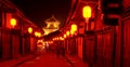 Old china town red lantern night