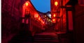 Old china town red lantern night Royalty Free Stock Photo